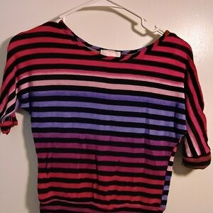 Striped Girls Top - Red, Purple, Black